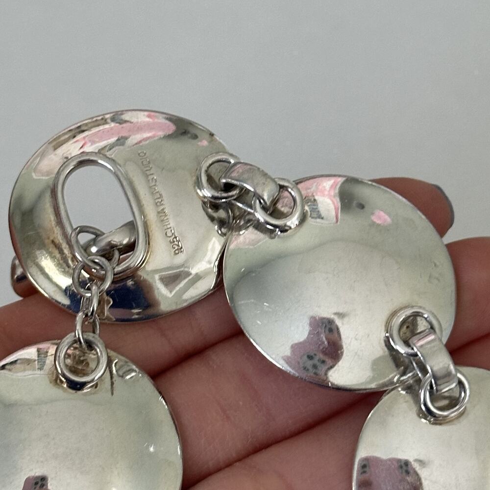 Vintage Robert Lee Morris RLM Studio Modernist Shiny Concave Disc Bracelet 7.5" - Picture 7 of 12